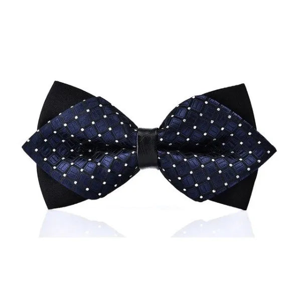 Blue Dotted Diamond Bow Tie for Men Elegant Pre-Tied Accessory