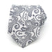 White Silver Paisley Silk Tie for Classy Men - Elegant Accessory for Any Occasion