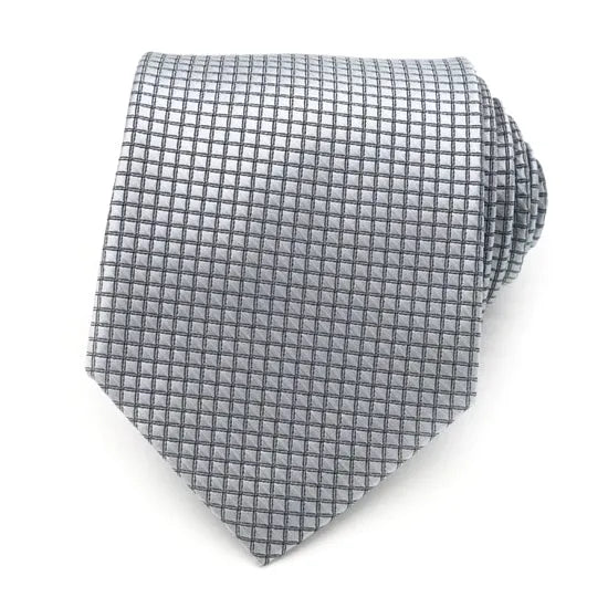 Silver Hatch Silk Tie for Men Elegant Accessory for Formal Events