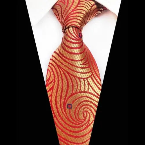 Red Gold Silk Tie for Men Classy Elegant Accessory