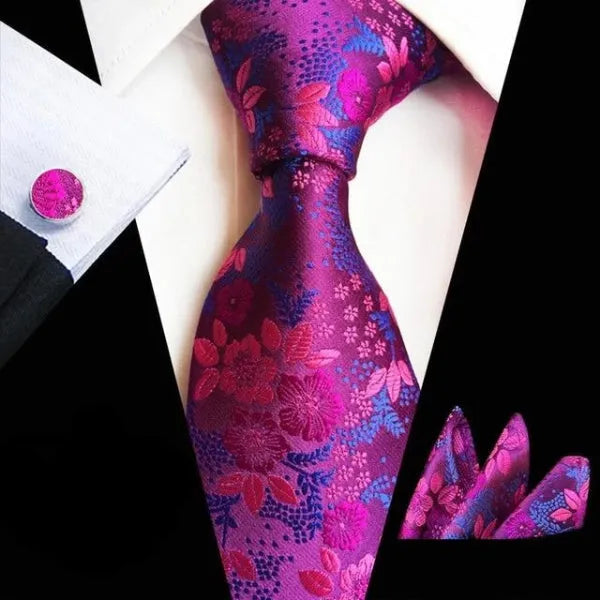 Purple Floral Silk Tie for Men - Elegant Accessory for Formal and Business Attire