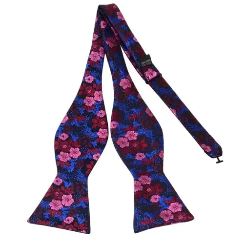 Pink Floral Silk Self-Tie Bow Tie for Classy Men