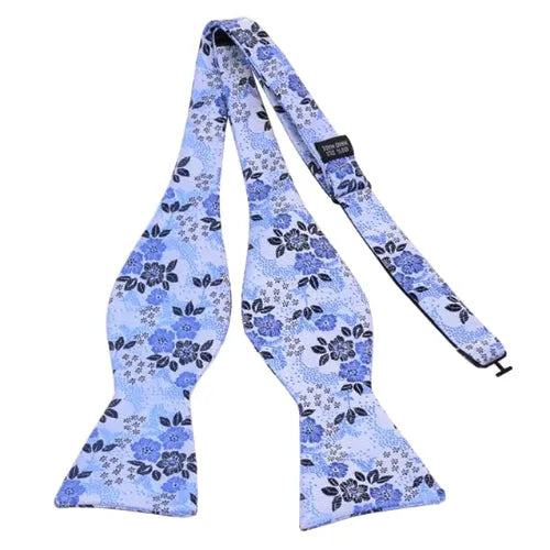 Floral Light Blue Silk Self-Tie Bow Tie for Classy Men