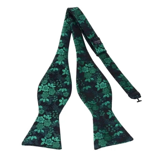 Green Floral Silk Self-Tie Bow Tie for Classy Men