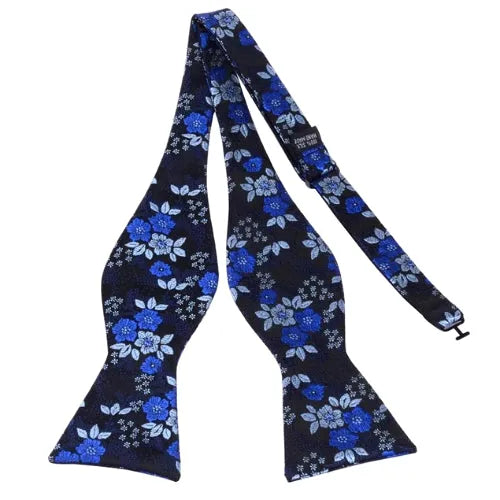 Blue Floral Silk Self-Tie Bow Tie for Classy Men