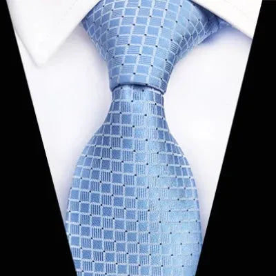 Sky Blue Mini Check Silk Tie for Classy Men