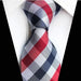 Classic Silk Tie for Men Elegant Red and Blue Check Pattern