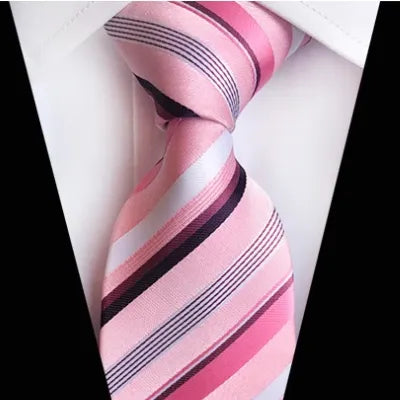 Classic Pink Striped Silk Tie for Men - Elegant Accessory for Any Occasion