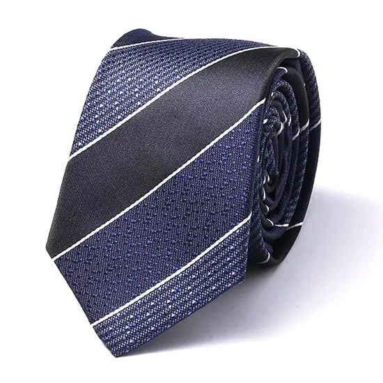 Blue Striped Silk Skinny Tie for Classy Men