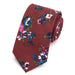 Wine Red Floral Skinny Tie for Men - Stylish Cotton Accessory