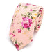 Classy Men Pink Floral Skinny Cotton Tie