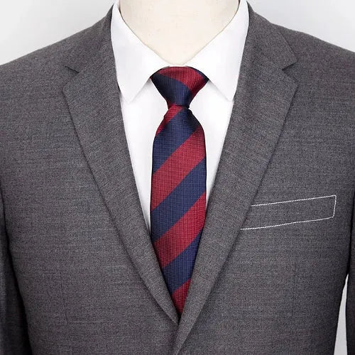 Red Blue Striped Skinny Tie for Classy Men