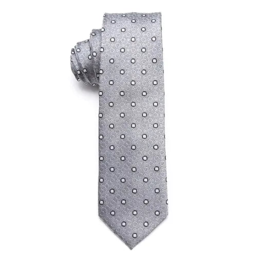 Silver Circle Skinny Tie for Classy Men Elegant Accessory for Formal Attire