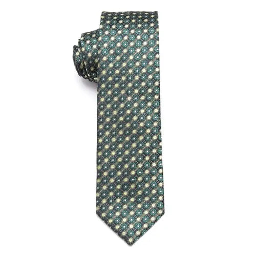 Green Floral Skinny Tie for Men - Elegant Accessory for Formal and Casual Attire