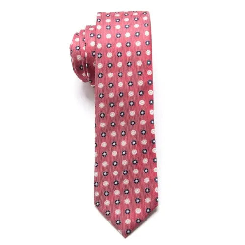 Skinny Tie for Men in Dusty Red Floral Design - Classy Accessory