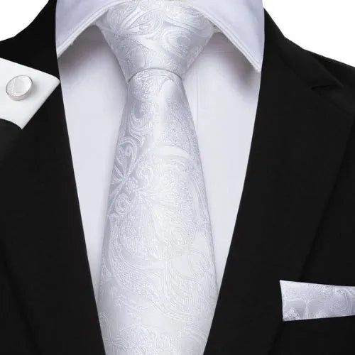 White Festive Silk Tie for Men Elegant Classy Accessory