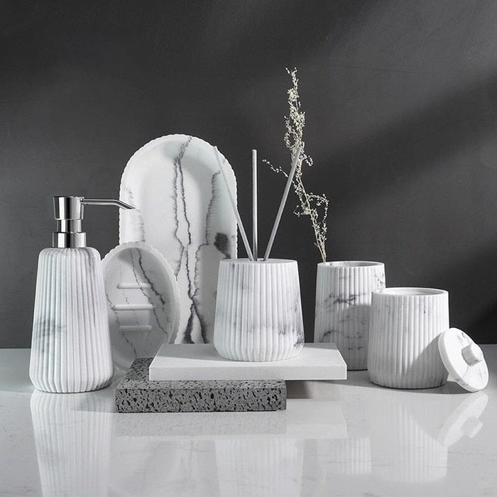 Marble Look Sandstone Bathroom Accessories Set