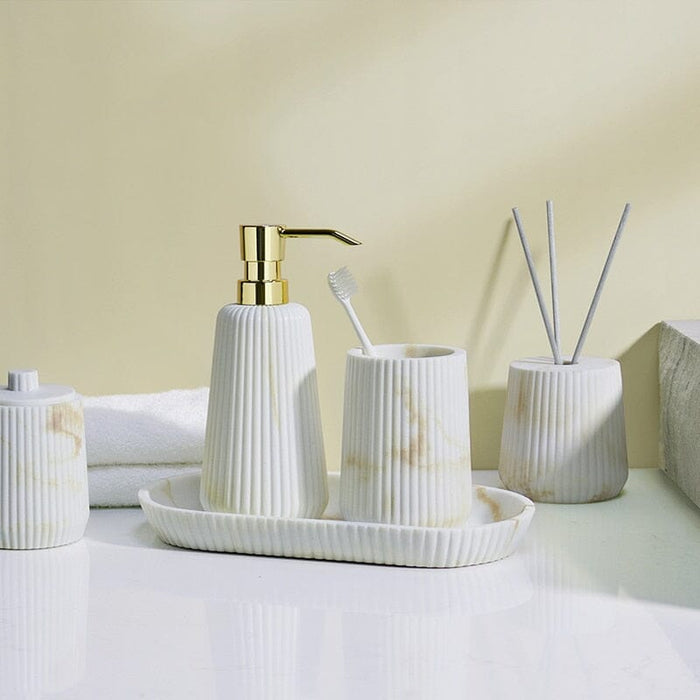 Marble Look Sandstone Bathroom Accessories Set