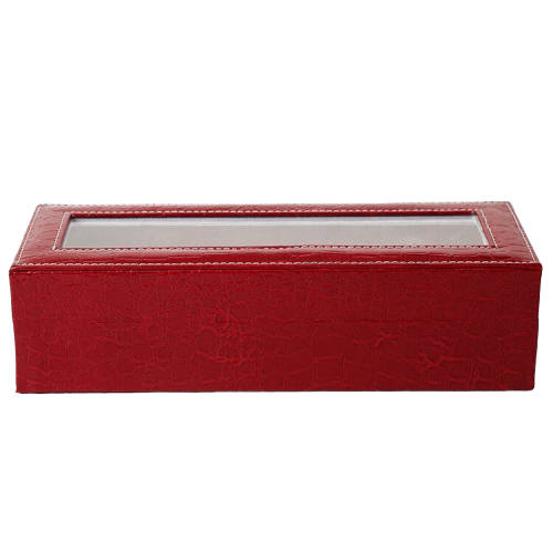 Exquisite Women's Red Leather Watch Holder Case with 6 Slots
