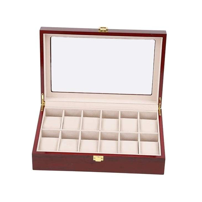 Designer Premium Red Wood Watch Box with 12 Slots