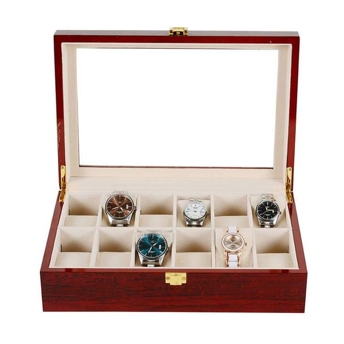Designer Premium Red Wood Watch Box with 12 Slots