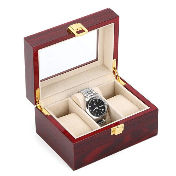 Elegant Red Wood Watch Storage Case