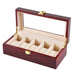 Sophisticated Red Wooden Watch Organizer with 5 Slots