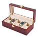 Elegant Red Wood Watch Box for 5 Timepieces