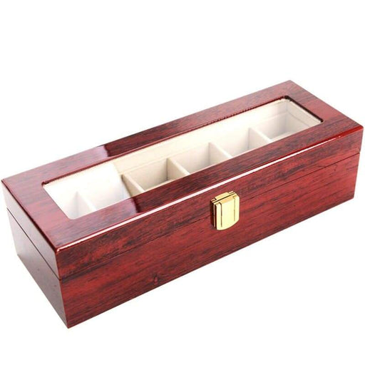 Designer Red Wooden Watch Box with 6 Slots