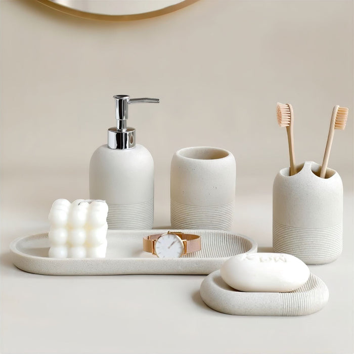 Luxury 5-Piece Bathroom Accessories Set – Elegant Spa-Inspired Decor
