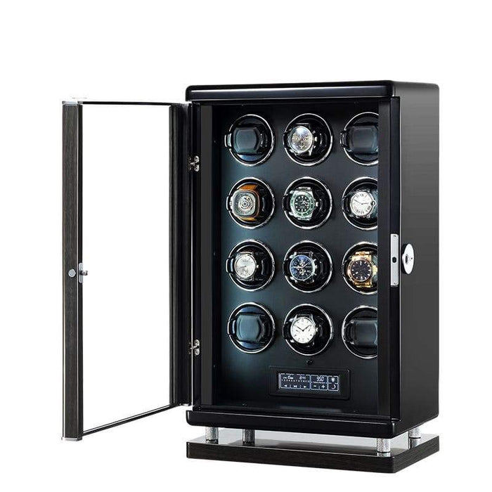 Secure Watch Winder Box with Biometric Lock and 12 Slots