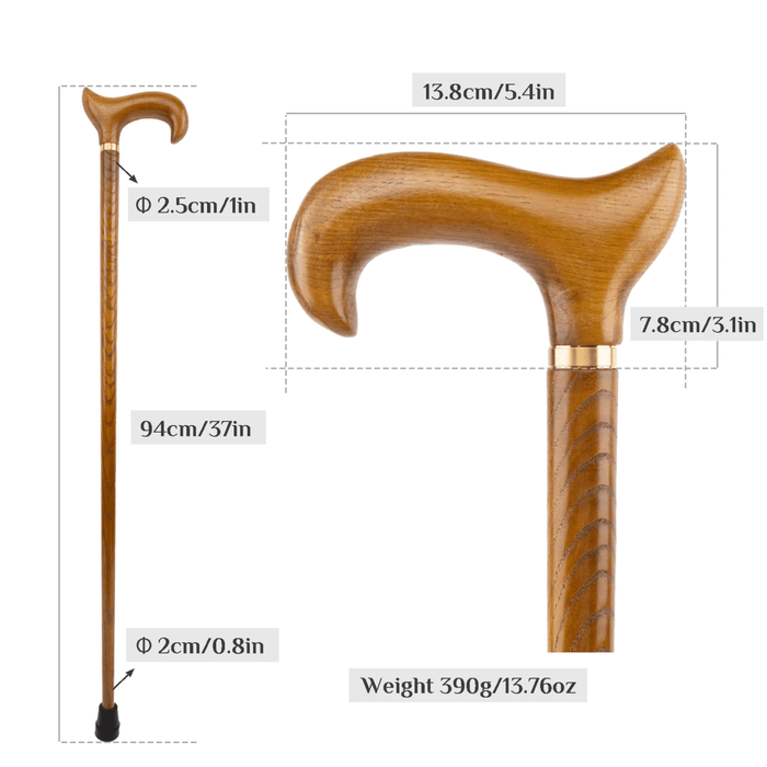 Style Elegant Walking Cane For Men, Ergonomic Handle Brown