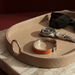 Saddle Leather Oval Amenity Tray with Stainless Steel Handles
