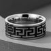 Ring with Black Enamel Greek Key Pattern