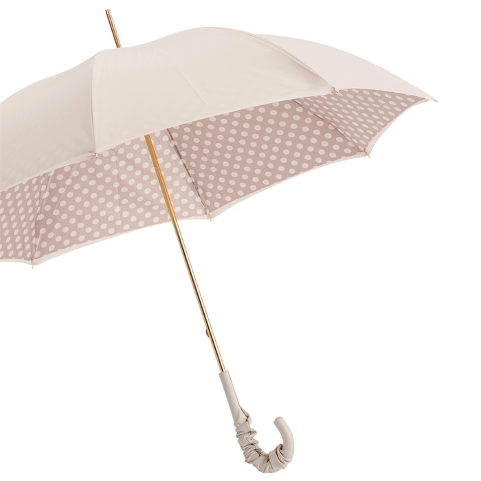 Trendy Ivory Umbrella with Dots