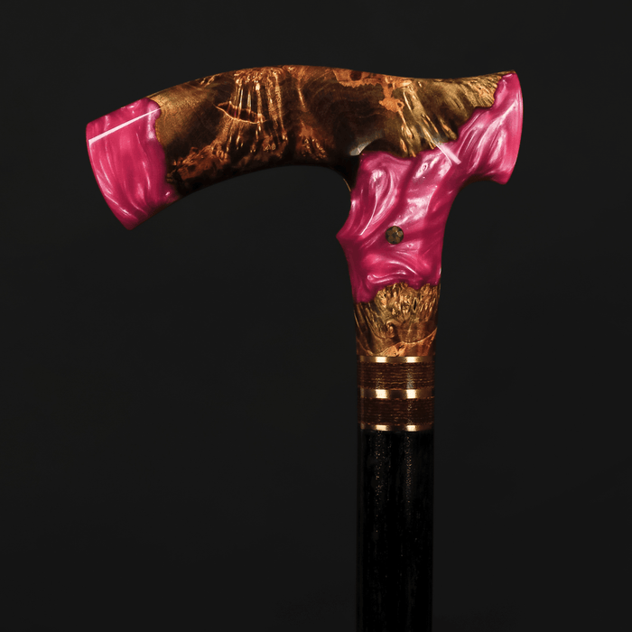 Pink Resin Walking Stick, Art Walking Cane For Young People