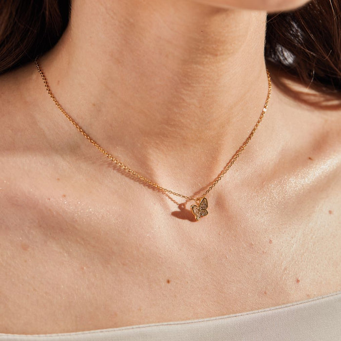 Diamond Butterfly Gold Pendant Necklace