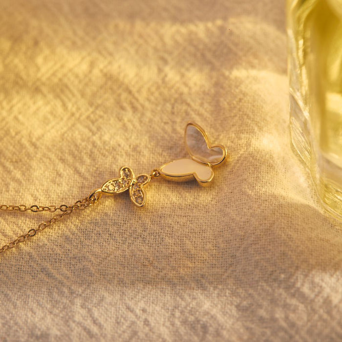 Duo Butterfly Gold Chain Necklace