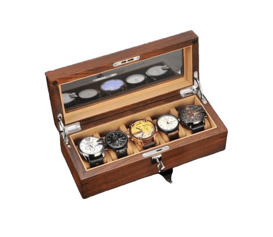 Sturdy Wooden Watch Storage Box with 5 Slots