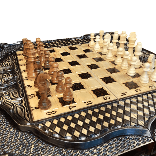 Unique Chess Set Of Wooden Chess Pieces, Gift For Dad - Artynov | Unique Handmade Accessories