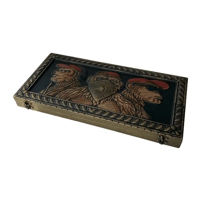 Unique Wooden Backgammon Monkeys Style, 46×23×3 cm