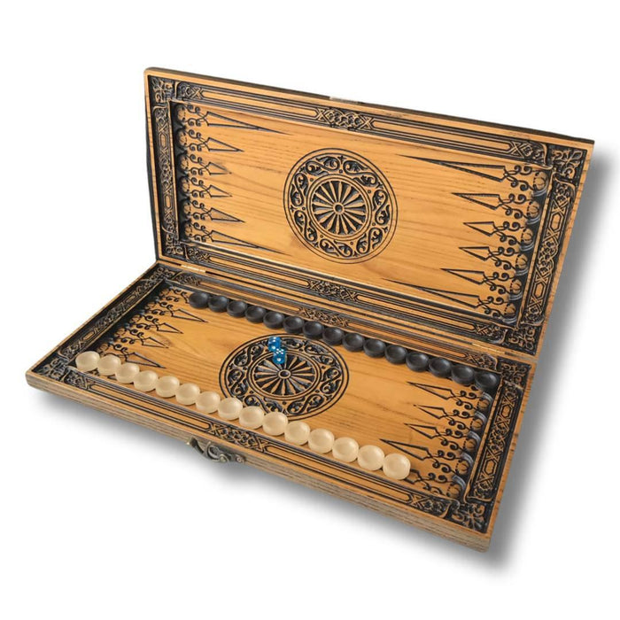 Unique Wooden Backgammon "Tiger", 46×23×3 cm - Artynov | Unique Handmade Accessories