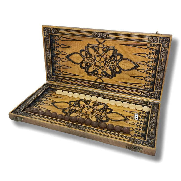 Wooden Backgammon, Carved Backgammon Customized With Lion