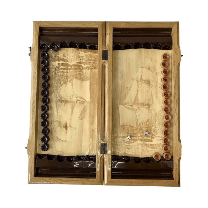 Wooden Backgammon Decorated With Hand Carving, 52×26×8 cm