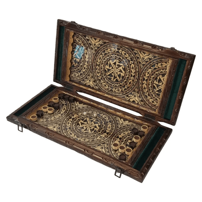 Wooden Backgammon With Glass Board, 58×28×10 cm, Handmade Board