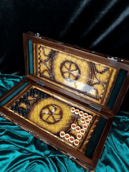 Wooden Backgammon With Glass Board, Backgammon Game Board