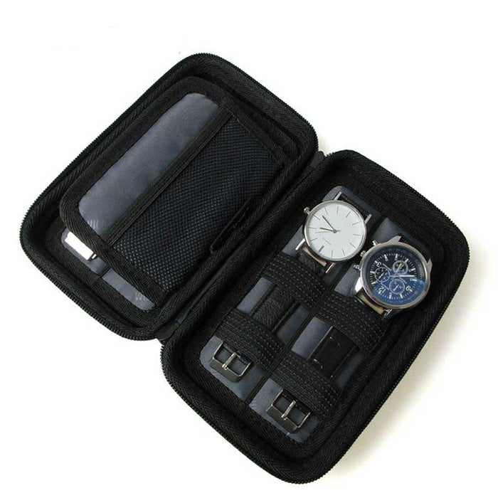 Portable Black Watch Organizer with 4 Slots