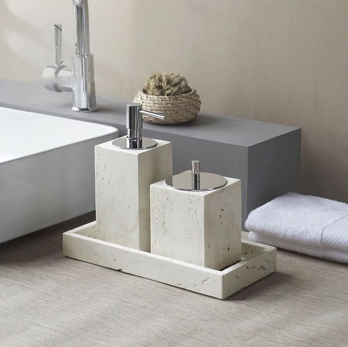 Travertine Bathroom Accessories Set – Natural Elegance