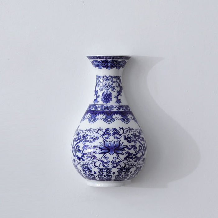 Antique Porcelain Flower Wall Hanging Vase