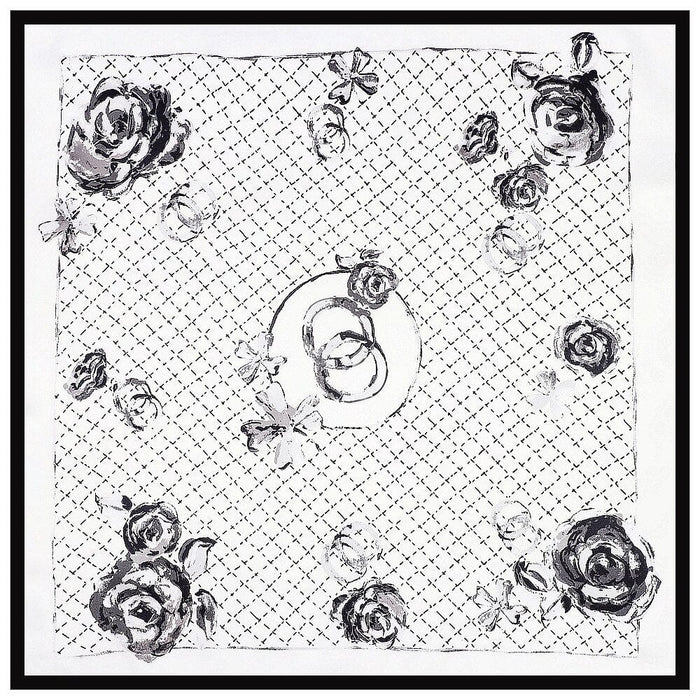 Roses & Ribbon Design Satin Silk Scarf - Women's Accessory